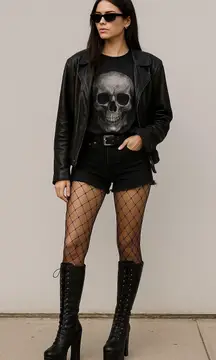 Goth Punk Y2K Platform Lace-Up Black Boots Size 6.5