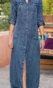 Soft Surroundings Tencel Chambray Dress with Sash Sz. PXS