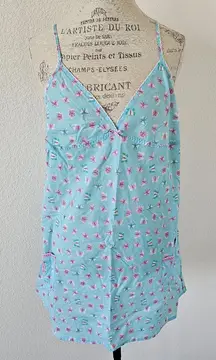 Lilly Pulitzer Blue and Pink Flower Butterfly Nightgown Sleepwear Size XS