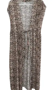 Kona Sol Snake Print Tie-Front Midi Sleeveless Cover-Up Size S/M