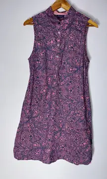Columbia Medium‎ Pink Blue Floral PGA Sleeveless Shift Dress Collar