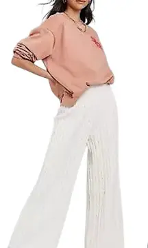 ASCOT+HART Wide Leg Graphic Yarn Knit Sweater Pants Off-White Women’s Size Large