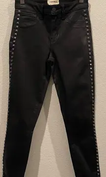 Margot Side-Studded High-Rise Coated Skinny Black Jeans