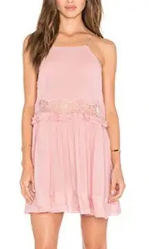 Free People  Two For Tea Slip Babydoll Mini Dress In Blush Pink Size Small