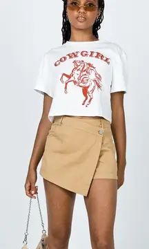 Princess Polly Carter Skort Beige Khaki Mini Skirt Asymmetrical Button Party 0