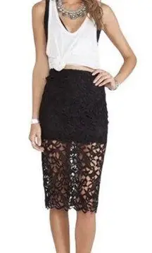 NWT Tularosa Crochet Lace Pencil Skirt in black size small