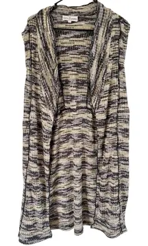 Neon Buddha Sleeveless Cardigan Duster Sweater Blue Multi Lace Up Medium