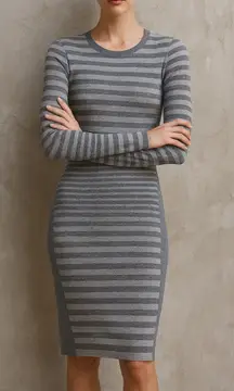 Alexander Wang gray striped bodycon long sleeves sweater‎ dress small minimalist