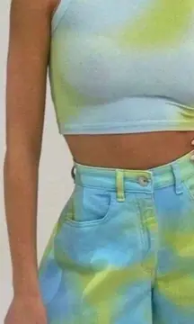 NWT WeWoreWhat Blue and Green Tie Dye Flare Shorts and Dress!