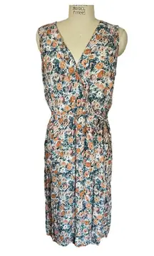 Current/Elliot Sleeveless Floral Midi Wrap Dress Navy/Peach Size 3/ Medium