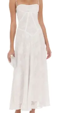 Textured floral maxi dress in white