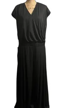 HALARA Black Wrap Front Jumpsuit with Pockets