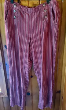 Maurice's‎ Striped Sailor Pants High Waist Button Accents Casual Size L