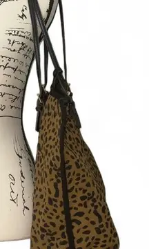 Anthropologie Leopard Print Tote Bag‎ Large Shopper Travel Work Brown Black