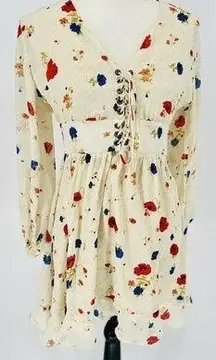 The Kooples Day Dream Silk‎ Floral Dress Women's Lace Up Mini Size 3 $500