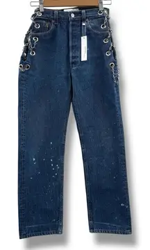 EB Denim Vintage Chain Reworked Levi's‎ High Rise Straight Leg Jeans Sz S NEW