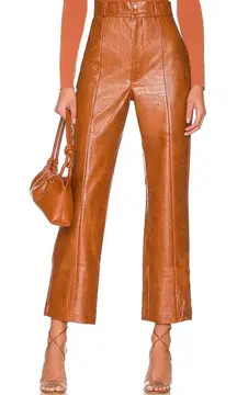 Bardot Croc Faux Leather Pants in Tan Croc 8 Womens Vegan Trousers