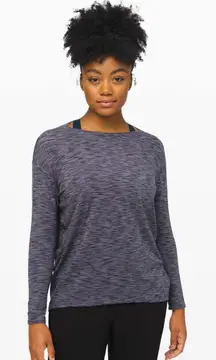 Lululemon Back In Action Heathered Gray Long Sleeve Shirt Women's size 10