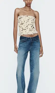 ZARA Sequin Feather Crop Top