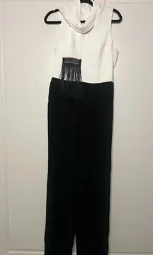 Trina Turk Jumpsuit with Fringe Scarf