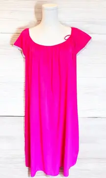 EUC Miss Elaine Classic Womens Nylon Midi Nightgown Pink XL