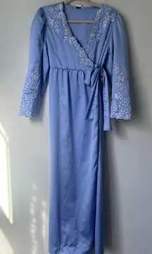 Vintage Natori Women’s Lilac Wrap Embroidered Robe Retro elegant size S +