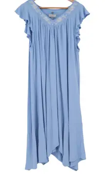 Cupio Embroidered Dress Nightgown Flutter Sleeve Cottage Core‎ Lounge Size XL