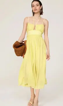 Ulla Johnson Freya Yellow Jersey Cotton midi Sun Dress sz 8