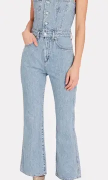 Agolde‎ 70s Trucker Jumpsuit Sleeveless Straight Leg Button Denim Blue Size 2