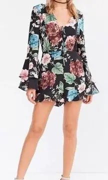 Bardot Amelia Playsuit in Harmony Floral Black Multi Size 4