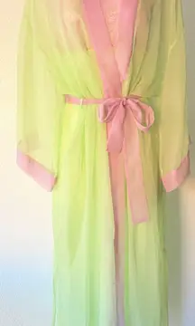 Victoria's Secret Y2K pastel lime green lilac slip + robe set