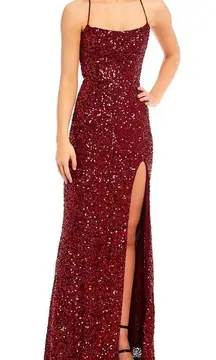 Dillard's  Red Sequin Maxi Dress