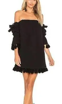 MISA Los Angeles Helena Black Off Shoulder
Tassel Dress NWOT