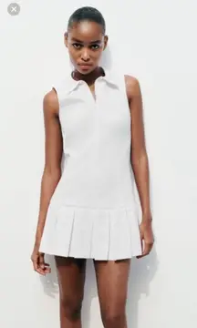 Zara White Zip Up Pleated Romper