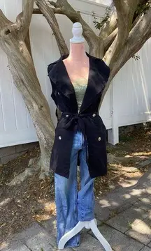 Love Tree Lightweight Black Layering Trench Vest small