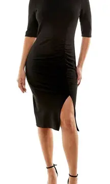 B. Darlin Black Body-con Dress Juniors Size 4 Front Slit Ruched Back Zip‎ NEW