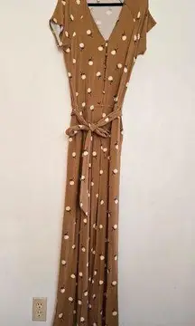 Matilda Jane camel tan marigold floral short sleeve jumpsuit 