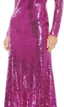 New MAC DUGGAL Pink Long‎ Sleeve Sequined Evening Gown Dress 10891 Size 4