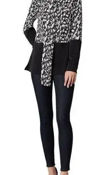 DEREK LAM 10 CROSBY Designer Feather Two Tone Top Lightweight Blouse Sz US 0 XS