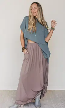 Three Bird Nest Boho Perfect Pocketed Maxi Skirt Mocha