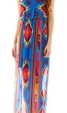 ✨HP✨Ruby Rox strapless Aztec Print Maxi Dress✨