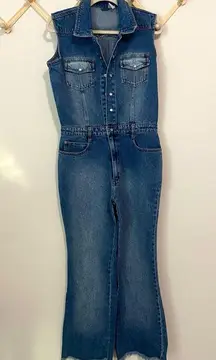 Zana Di Vintage Denim Flare Leg Jumpsuit size 9/10