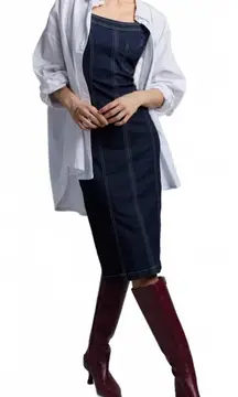 BDG Finley Square Neck Denim Midi Dress Urban Outfitters NWT Blue Wash Small