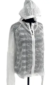 ZYIA Active‎ Womens Full Zip Packable Breeze Windbreaker Jacket White Medium NWT