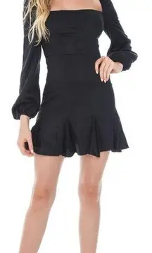Lani The Label Puff Sleeve Ruffle Carissa Mini Dress Black Women's Size Medium