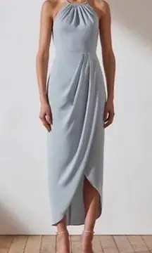 Shona Joy Core High Neck Ruched Midi Dress Powder Blue Size 2 NWT