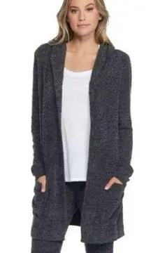 Barefoot Dreams CozyChic Lite Resort Knit Longsleeve Cardigan Hooded Gray Size L
