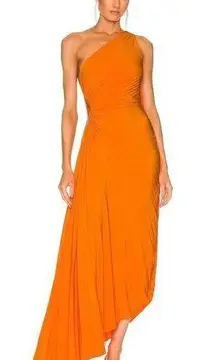 ALC Frank A.L.C. Delfina Plisse Satin Pleated Cutout Dress Citrus maxi dress NWT