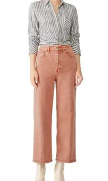 Free People Wales High Rise Wide Leg Cropped Faded Button Fly Jeans Size 28