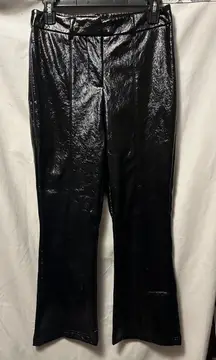 NWOT 7 For All Mankind Women’s Black Faux Leather Easy Trouser Wide Leg Small
